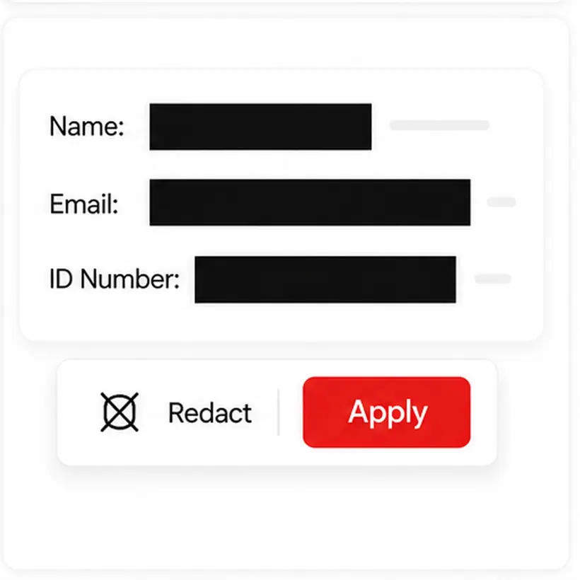 Black redaction bars permanently covering sensitive text in a PDF document
